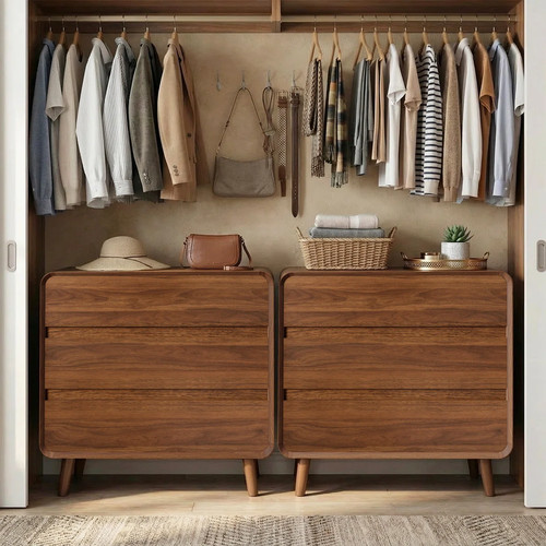 Walnut wood drawer mini - 6-drawer,